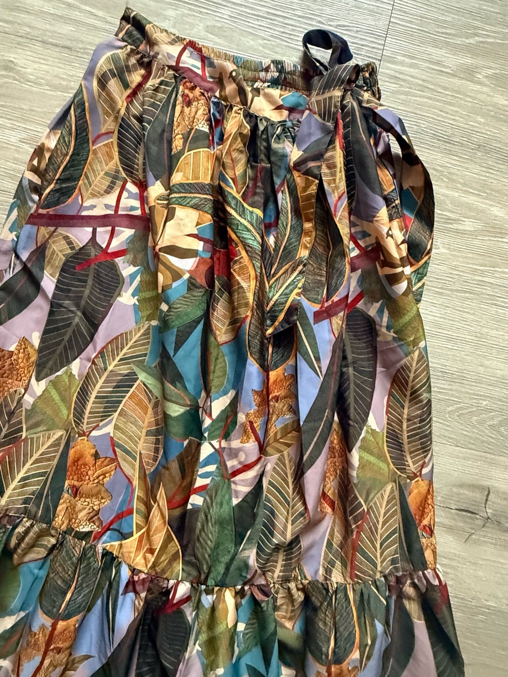 Rachel Zoe Leaf-Print Maxi Skirt in Green, Brown, Blue - Picture 5 of 11